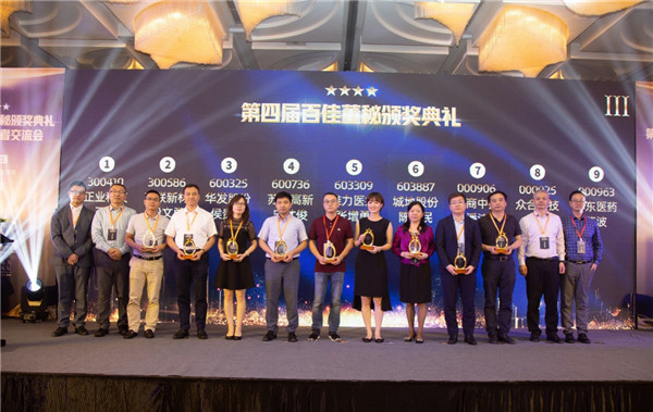 公司董事會(huì)秘書潘潔榮獲第四屆上市公司“百佳董秘”榮譽(yù)稱號(hào)